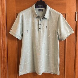 William Murray Golf Performance Polo Shirt Scuba Diver Fish Mint Green Size L